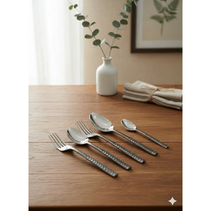 Ensemble de couverts modernes en acier inoxydable écologiques, vaisselle classique pour les fêtes, passe au lave-vaisselle - Product Image 1