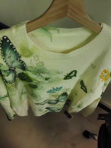 Pulls en maille pour femmes <span class=keywords><strong>tendance</strong></span> automne-hiver avec broderie en cristal photo réelle, <span class=keywords><strong>pull</strong></span> <span class=keywords><strong>tendance</strong></span> 2025, nouveau <span class=keywords><strong>pull</strong></span> Y2K pour femmes - Product Image 1