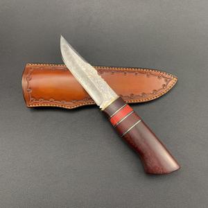 <span class=keywords><strong>Couteau</strong></span> de camping en acier de Damas pour la légitime défense <span class=keywords><strong>avec</strong></span> manche en bois de santal rouge et turquoise, lame fixe, <span class=keywords><strong>couteau</strong></span> de survie en plein air, <span class=keywords><strong>couteau</strong></span> de chasse - Product Image 3