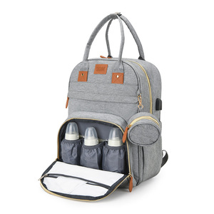 Sac à langer personnalisable avec logo, en tissu 600D hydrofuge, avec compartiment et lit bébé intégré, sac à dos pour mère et bébé, vente en gros directe usine - Product Image 2