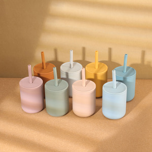 USA LIVRAISON GRATUITE Nouvelle tasse de paille en silicone pour bébé, tout-petits-Tasse d'entraînement à boire avec couvercles Tasse à eau pour enfants avec paille - Product Image 3