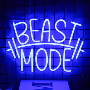 <span class=keywords><strong>Letrero</strong></span> Luminoso LED de Neón 'Beast Mode' en Rojo Rosa o Azul para Decoración de Pared, Hogar, Oficina, Gimnasio, Deportes, Fitness y Publicidad - Product Image 3
