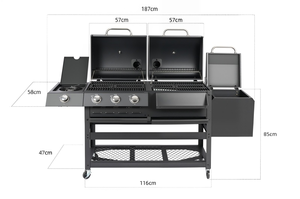 <span class=keywords><strong>Barbecue</strong></span> d'extérieur à quatre brûleurs au gaz et au charbon de bois <span class=keywords><strong>en</strong></span> <span class=keywords><strong>fonte</strong></span> avec <span class=keywords><strong>fumoir</strong></span> latéral, finition enduite, idéal pour les réunions de famille, <span class=keywords><strong>barbecue</strong></span> personnalisé - Product Image 6