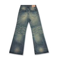 Vêtements de rue pour hommes de haute qualité Pantalons évasés avec broderie croisée de charpentier orange Jeans de détresse pour hommes