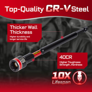 SAE ชุดไดรเวอร์น็อต DIY ยาว150มม. มีรหัสสีก้านหกเหลี่ยม1/2เต้ารับยาวสำหรับปรับแต่งได้สำหรับพื้นที่แคบ - Product Image 4