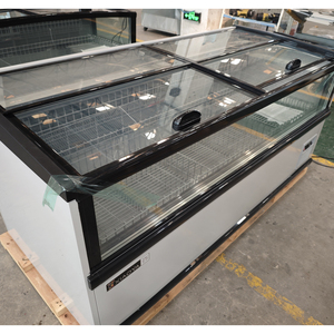 Congelador de exhibición tipo isla para supermercado con enfriamiento directo e iluminación LED, unidad comercial grande para pescado y alimentos congelados - Product Image 2