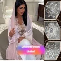 Abaya ouverte à bordure en dentelle, robe Abaya vintage, tissu en polyester orné de strass, Kaftan, vêtement de prière islamique, mode estivale respirante