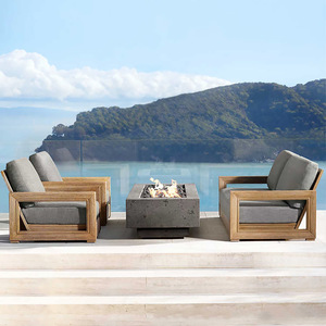 Juego de Sofás de Teca Sólida para Exteriores Kosta & <span class=keywords><strong>Navarro</strong></span>, Acabado Cepillado Vintage, Cojines Impermeables, Muebles de Ocio para Patio, Terraza o Villa - Product Image 3