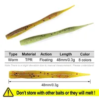 Spinpoler 48mm Ajing Worm Señuelo Artificial Wobbler Suave de Silicona Micro Mini para Pesca en Roca, Lubina y Caballa, 20 unidades
