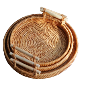 Design unique pour la maison Vase de table rond en osier naturel tissé en bois et rotin Plateaux décoratifs pour la décoration de table - Product Image 6