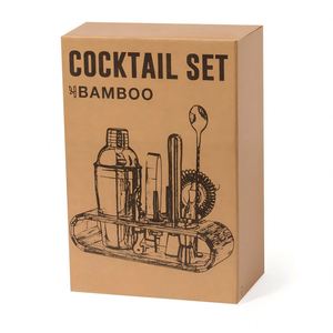 Juego de Coctelera Moderna de Acero Inoxidable al por Mayor con Capacidad de 550 ml, Todos los Utensilios y Base Original de Bambú para Exhibición en Bar - Product Image 5