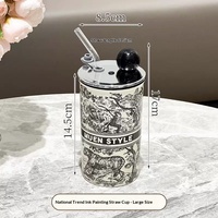 Nouvelle tasse en céramique de style nordique rétro et simple, avec paille, résistante à la chaleur, portable, personnalisable avec logo, pour voiture et usage extérieur