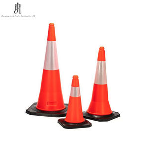 مخروط مرور مرن للتحذير باللون الأصفر والأحمر من البلاستيك PVC للسلامة المرورية بالجملة - Product Image 6