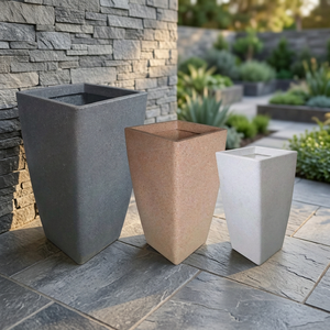 Pot de fleurs moderne en plastique sablé de haute qualité, durable, écologique, grand, haut et carré, pour jardin et centre commercial - Product Image 4