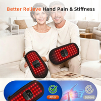 Gant de luminothérapie rouge pour les mains 660nm 850nm LED Chauffant Vibrant Masseur de mains sans fil Rechargeable pour la maison et le bureau