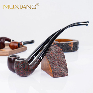 MUXIANG Briar Wood Smoking Pipe Bent Type Handmade Tobacco Pipe With Brass Rings For Reading - Product Image 2