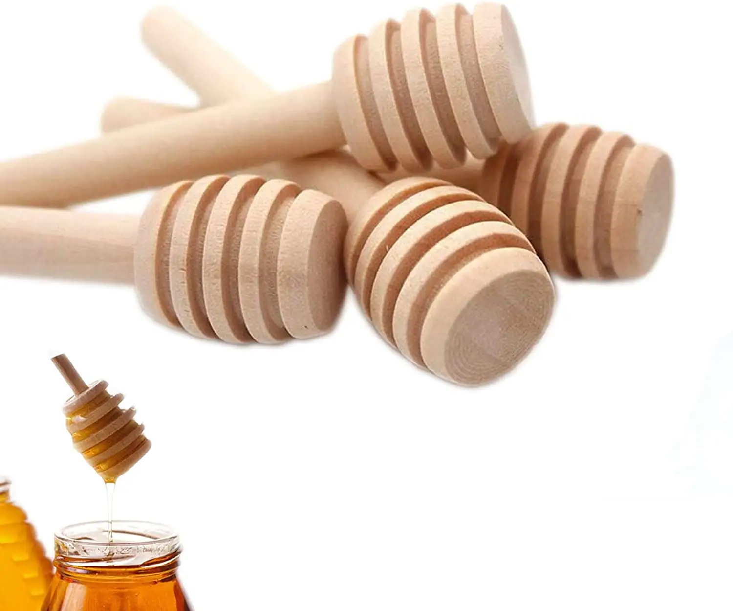 SLT nouveau bâton de miel en bois 3 pouces Mini peigne à miel bâton cuillère à miel