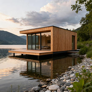 Роскошный лесной домик на берегу озера деревянный дом бунгало с панорамным видом - Product Image 2