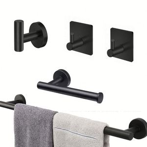 Support mural intelligent auto-adhésif en chrome pour serviettes de cuisine et de salle de bain, avec étagère et rail en métal – Ensemble d'accessoires de salle de bain - Product Image 1