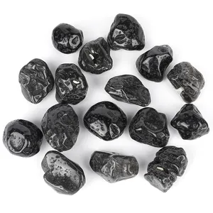 16 шт. в коробке, полированный черный необработанный настоящий метеорит, свадебный браслет, необработанные камни, метеорит