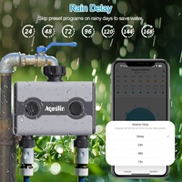 Temporizador de Riego Inteligente Programable para Jardín, Temporizador de Manguera WiFi de 2 Vías, Sistema de Riego Automático de Doble Zona para Riego de Patio Exterior