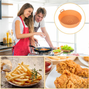 مقلاة هوائية من السيليكون مع ابتسامة للوجه ، بطانة وعاء مقلاة سيليكون ، بطانات سلة ، وعاء قابل لإعادة الاستخدام ، فرن - Product Image 3