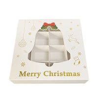 Boîte d'emballage en stock avec fenêtre, finition brillante, qualité alimentaire, pour bonbons de Noël, chocolats, gâteaux, 16 compartiments, idéale pour la pâtisserie et les cadeaux