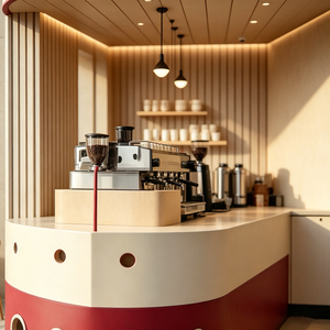 Cafetería con Diseño de Barco Rojo y Blanco, Quiosco de Comida Temático para Exteriores con Vitrina de Vidrio Integrada - Product Image 5