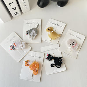 กิ๊บติดผมรูปสัตว์การ์ตูนสไตล์ญี่ปุ่นและเกาหลี น่ารัก ลายสุนัขและแมว ทำจากอะซิเตท ขนาด 5 ซม. สำหรับผู้หญิงและเด็กผู้หญิง - Product Image 1