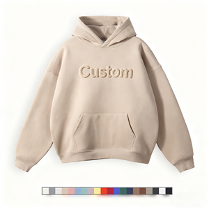 하이 퀄리티 남여 공용 대형 풀오버 후드 100% 면 헤비급 320g 니트 패브릭 사용자 정의 다시 로고 캐주얼 패션 - Product Image 3