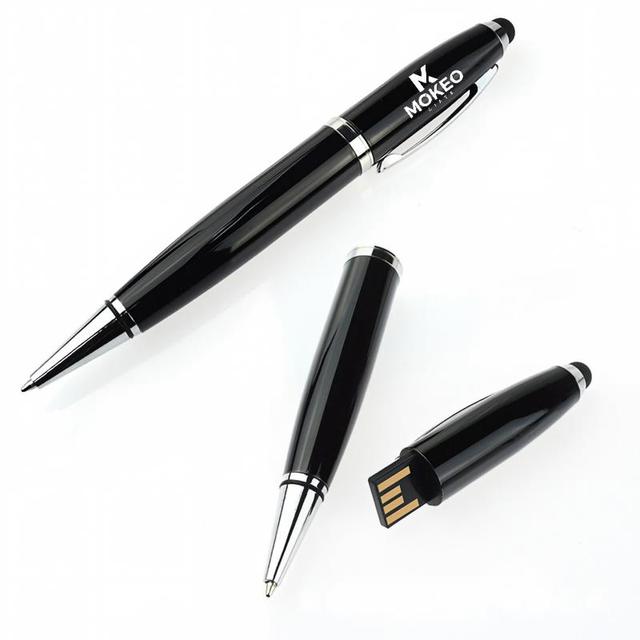 Executive Corporate Gift for Tech Events and Onboarding Custom Logo 3 in 1 Metal Pen USB Flash Drive Stylus Pen Ballpoint Pen