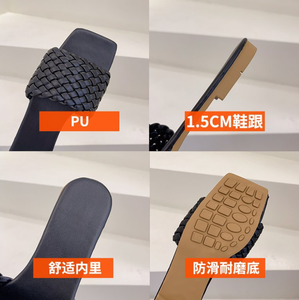 Nuevas Sandalias Planas de Verano 2026 para Mujer, Tallas Grandes, Tejidas, con Punta Cuadrada y Diseño de Una Sola Tira, para Uso Exterior - Product Image 4