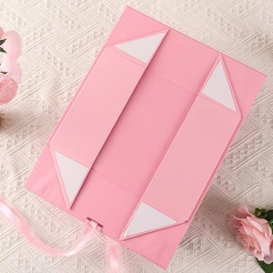 Custom Magnetic Recycled <b>Materials</b> Collapsible Folding Gift Box with Embossing and Ribbon - Product Image 3