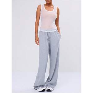 Top de malla transparente para mujer, cuello redondo, sin mangas, ajustado, transpirable, fruncido, de punto - Product Image 3