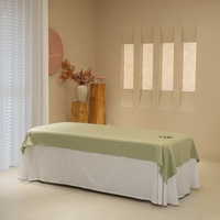 Housse de table de massage SPA verte, drap uni doux avec trou pour le visage