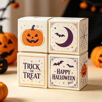Lot de 4 boîtes cadeaux personnalisées pour Halloween, expédition rapide en 72h, boîte à friandises en carton blanc recyclable pour fêtes