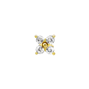 Orecchini a Perno E3410 con Fiore, Placcati in Oro Bianco, Zirconia Cubica Taglio Brillante Rotondo, Montatura a Griffe, Gioielli Unisex - Product Image 1