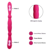 Vibrateur double tête étanche IPX5 pour femmes et lesbiennes avec chargement magnétique USB 40 dB