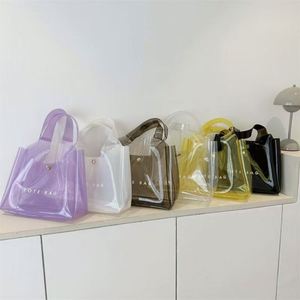 Large Capacity Pvc clear <b>Plastic</b> Tote Bag Colorful Makeup Bag Wholesale Jelly Bag for Travel - Product Image 1