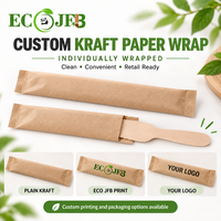 Coupe-gâteau et pelle à gâteau en bois de 7,48 pouces, emballés individuellement, emballage Kraft OEM sous marque privée pour détaillants, importateurs, grossistes