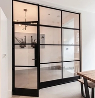 Porte battante en acier et verre de conception française, très vendue, avec isolation acoustique pour villa, salon, hôtel et cave à vin