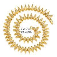 Collar de cadena de eslabones con púas de diamantes de imitación dorados, estilo Iced Out, de aleación de zinc, joyería Hip Hop para hombres, mujeres, raperos, fiestas y escenarios