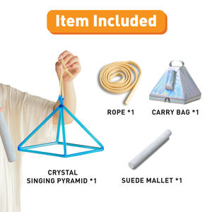 Pyramide chantante en quartz bleu triangulaire personnalisée par l'usine Jinfang avec maillet et sac de transport pour la guérison par le bain sonore et la méditation - Product Image 5
