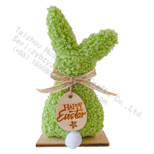 Figura de Conejo de Peluche <span class=keywords><strong>para</strong></span> Pascua con Base de <span class=keywords><strong>Madera</strong></span>, Decoración Rústica de Primavera <span class=keywords><strong>para</strong></span> Mesa, Adorno de Conejo Verde Sherpa <span class=keywords><strong>para</strong></span> Estante o Bandeja Escalonada - Product Image 5