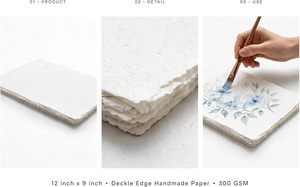 Papier aquarelle en coton personnalisé avec bordure festonnée, texture rugueuse, papier d'art pour l'écriture, la peinture, le dessin, la calligraphie, fait main - Product Image 6