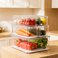 7-delige set stapelbare plastic koelkastorganizers met afsluitbare deksels, BPA-vrij, voor fruit, dranken en ontbijtgranen