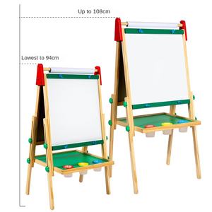 儿童大型木质双面磁性粉笔和书写DIY画板，带二合一升降画架（51.3x36x108厘米） - Product Image 5