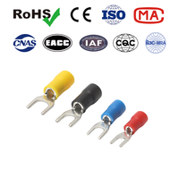 Cosses à fourche SV5.5 en cuivre étamé isolées PVC, embout de câble à sertir 22-10 AWG, certifiées CE RoHS