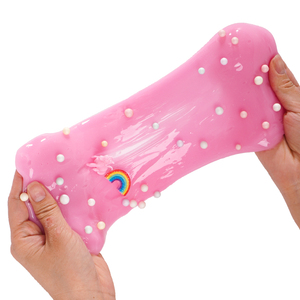 Factory Price Crystal <b>Slime</b> pink Soft Stretch unicorn Crystal Putty with rainbow Accessories Bag Packaging 80g <b>Slime</b> for Kids - Product Image 5