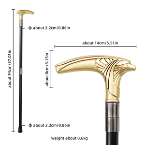 Canne de marche en résine dorée de 37 pouces avec tête d'aigle, style animalier minimaliste, canne de gentleman décorative, bâton de marche pour cosplay - Product Image 2
